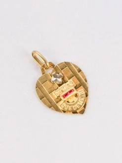 Médaille amour Augis coeur Plus qu'hier moins que demain or jaune rubis