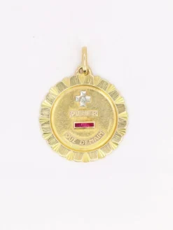 Médaille amour Augis Jumbo Plus qu'hier moins que demain or jaune diamant rubis