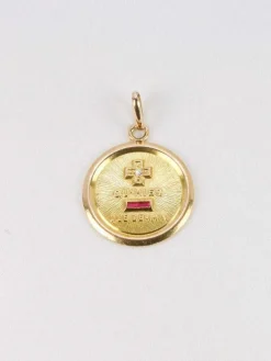 Médaille amour Augis ronde Plus qu'hier moins que demain or jaune diamant rubis