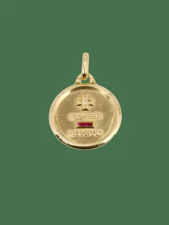 Médaille amour Augis ronde Plus qu'hier moins que demain or jaune diamant rubis