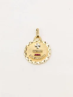 Médaille amour Augis ronde Plus qu’hier moins que demain or jaune rubis