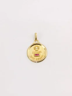 Médaille amour Augis ronde or jaune diamant rubis