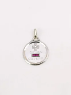 Médaille amour Augis ronde Plus qu'hier moins que demain or blanc diamant rubis