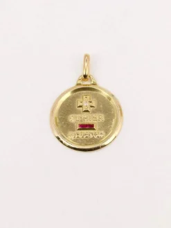 Médaille amour Augis ronde Plus qu'hier moins que demain or jaune diamant rubis