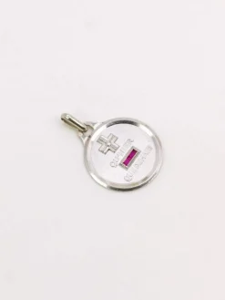 Médaille amour Augis ronde Plus qu'hier moins que demain or blanc diamant rubis