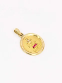 Médaille amour AUGIS ronde Plus qu'hier moins que demain or jaune diamant rubis
