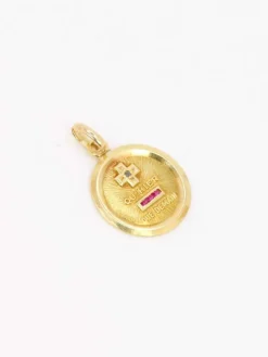 Médaille amour AUGIS ronde Plus qu'hier Moins que Demain or jaune diamant rubis