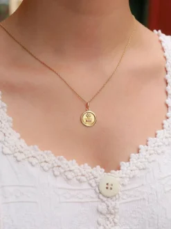 Médaille amour AUGIS ronde Plus qu'hier Moins que Demain or jaune diamant rubis