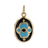 Médaille ancien en or émail noir et turquoise