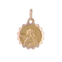 Médaille ancienne angelot or rose