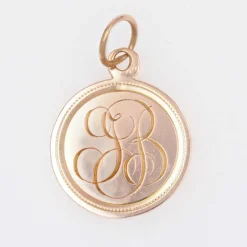Médaille ancienne de baptême or rose