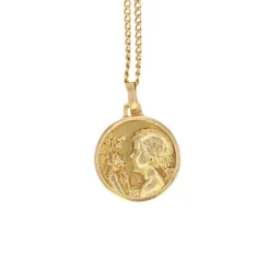 Médaille ancienne en or figurant la fillette à la rose