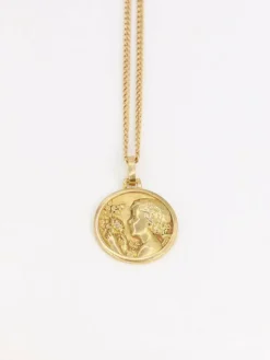 Médaille ancienne en or figurant la fillette à la rose