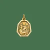 Médaille ancienne octogonale St Christophe en or jaune et blanc