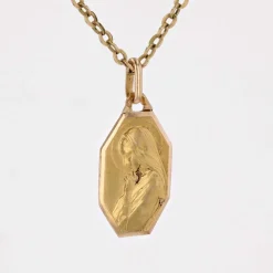 Médaille ancienne octogonale Vierge or jaune