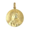 Médaille ancienne or jaune Vierge auréolée et fleur de lys