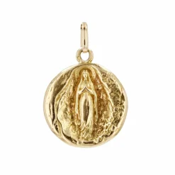Médaille ancienne or jaune Saint Michel et Vierge Marie