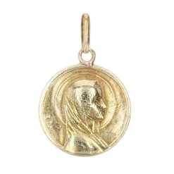 Médaille ancienne or jaune Vierge auréolée