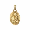 Médaille ancienne or jaune Vierge à l'enfant signée Dropsy