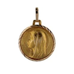 Médaille ancienne or jaune Vierge Marie décor épi