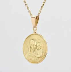 Médaille ancienne or jaune Vierge à l'Enfant