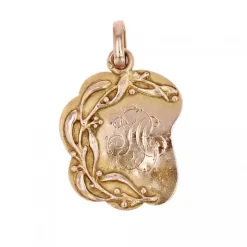 Médaille ancienne or rose polylobée