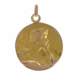 Médaille ancienne or rose portrait de femme