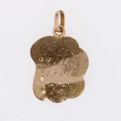 Médaille ancienne or rose polylobée