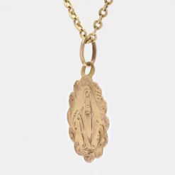 Médaille ancienne or rose polylobée ciselée Vierge miraculeuse