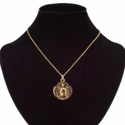 Médaille ancienne or rose Vierge auréolée