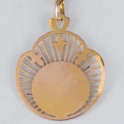 Médaille ancienne or rose Vierge auréolée