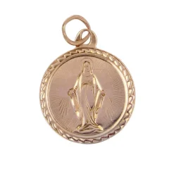 Médaille ancienne Vierge debout or rose