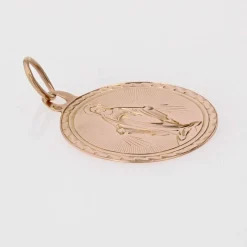 Médaille ancienne Vierge debout or rose