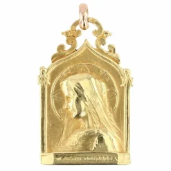 Médaille ancienne Vierge en or jaune