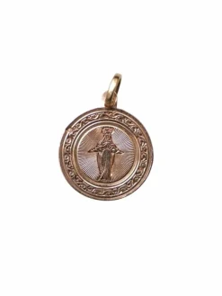 Médaille ancienne Vierge Marie en or rose