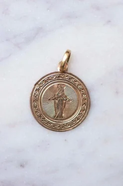 Médaille ancienne Vierge Marie en or rose