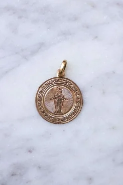 Médaille ancienne Vierge Marie en or rose