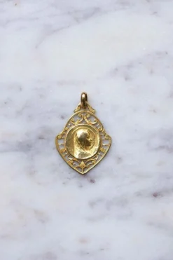 Médaille ancienne Vierge Marie en or, Art Nouveau