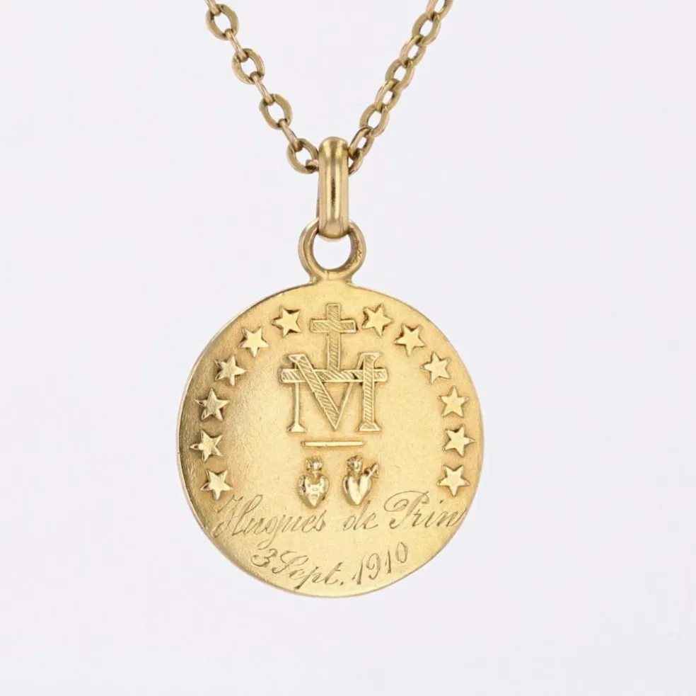 Médaille ancienne Vierge Miraculeuse or jaune