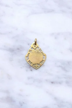 Médaille ancienne Vierge Marie en or, Art Nouveau