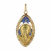 Médaille ancienne vierge perles fines et émail
