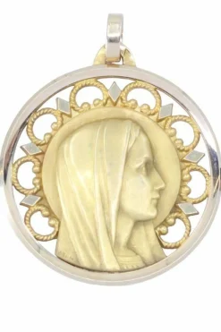 MÉDAILLE ANCIENNE VIERGE SIGNÉE GRUN