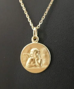 Médaille Ange avec chaîne, Or Jaune