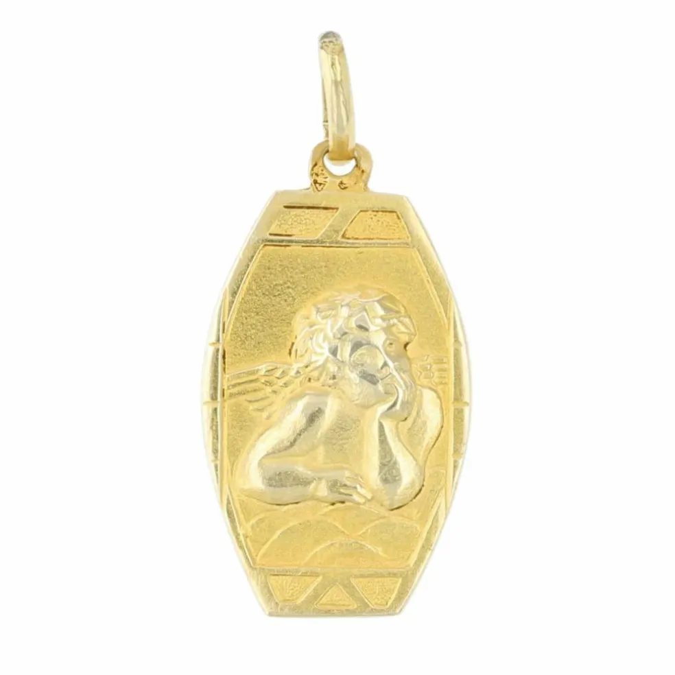 Médaille angelot or jaune art déco