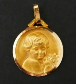 Médaille Art Déco, Ange et bouquet de roses