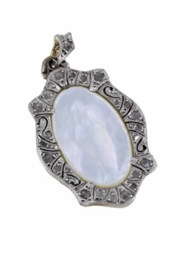 Médaille Art Déco, vierge en or jaune/ blanc