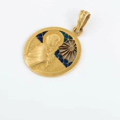 Médaille Art Nouveau Liegault diamant et émail plique à jour