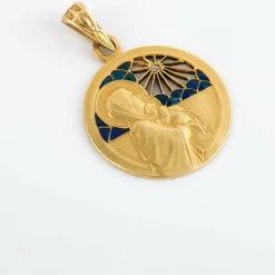 Médaille Art Nouveau Liegault diamant et émail plique à jour