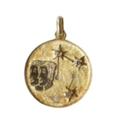 Médaille astrologique gémeaux Or et Diamants
