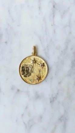 Médaille astrologique gémeaux Or et Diamants